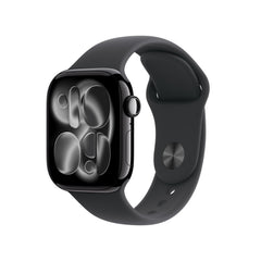 Apple Watch Series 11 [GPS 42mm] Smartwatch with Jet Black Aluminum Case with Black Sport Band - S/M. Sleep Score, Fitness Tracker, Health Monitoring, Always-On Display, Water Resistant