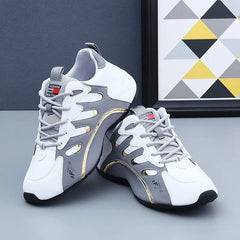 Luxury Men's Leather Platform Casual Sneakers