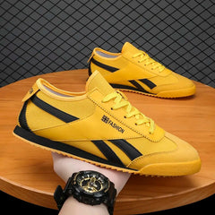 Men's Yellow Canvas Lightweight Casual Sneakers