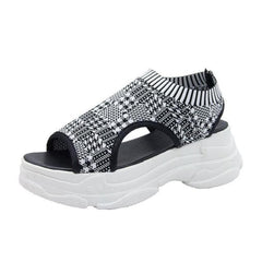 Sport Women's Comfortable Footwear Summer Platform Sandals Shoes Female Slip On Peep Toe Knitted Footwear Summer Sandals Women Shoes Female Slip On Elegant Sneakers